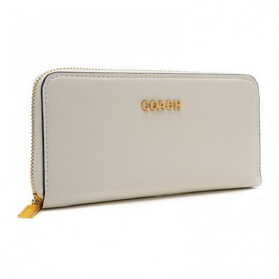Coach Accordion Zip In Saffiano Large White Wallets EUQ | Coach Outlet Canada - Click Image to Close